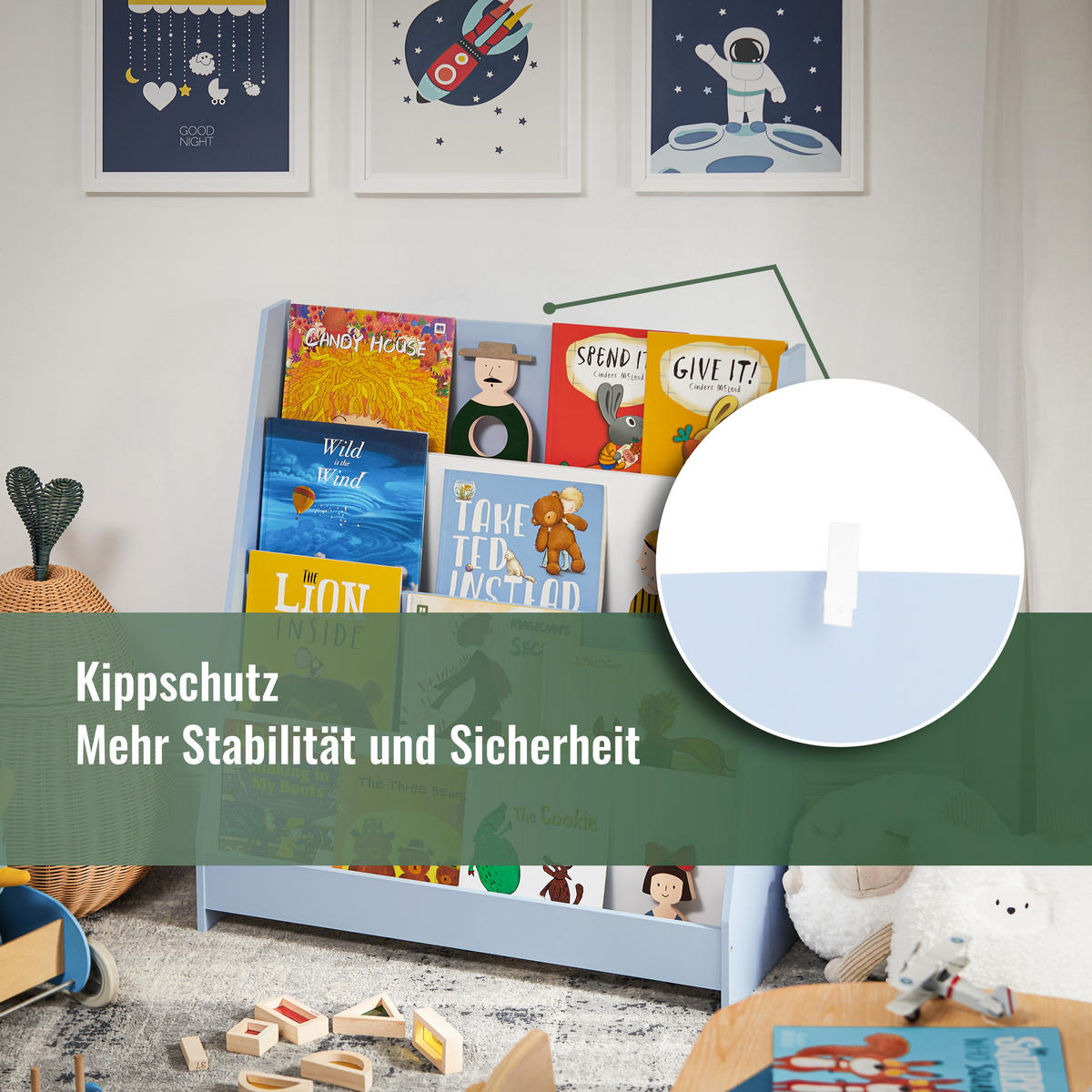 KINDERREGAL Hellblau - Hellblau, Holzwerkstoff (80/88/30cm) - SoBuy