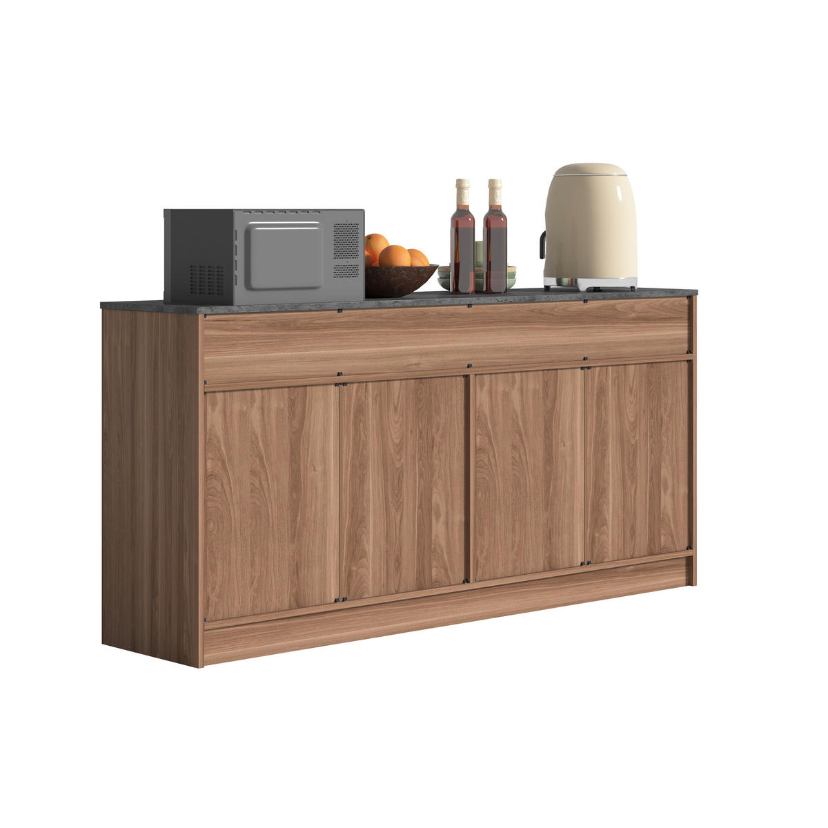 SIDEBOARD DE-38864 160/37/76,5 cm 3 Schubladen und verstellbare Böden Walnuss - Walnussfarben, Holzwerkstoff (160/76.5/37cm) - ComfortXL
