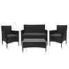 POLY-RATTAN GARNITUR Schwarz, Anthrazit - Anthrazit/Schwarz, Kunststoff - MCW
