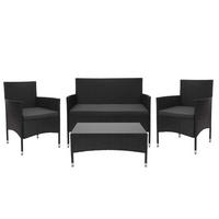 POLY-RATTAN GARNITUR Schwarz, Anthrazit - Anthrazit/Schwarz, Kunststoff - MCW