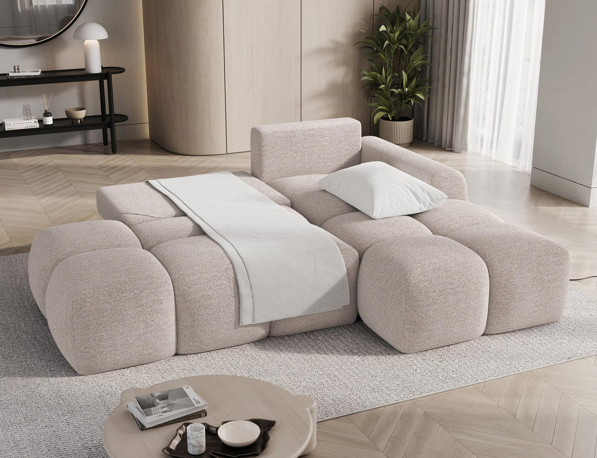 ECKSOFA VITTARIO mit Schlaffunktion & Bettkasten – Modernes L-Sofa 227 cm, inklusive Kissen - Beige, Kunststoff (227/95cm) - Wohnideebilder