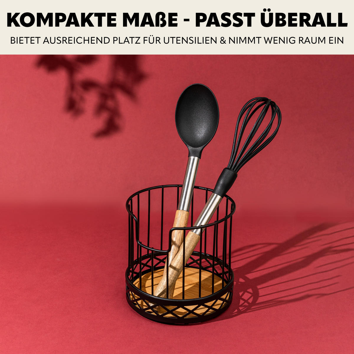 KÜCHENUTENSILIEN 3er Set, Metall, Bambus, schwarz - Schwarz, Metall (33.5/10.5/33.5cm) - bremermann