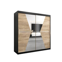 SCHWEBETÜRENSCHRANK 200/200/62 2-türig - Silberfarben/Schwarz, Holz/Kunststoff (200/200/62cm) - Abiks Möbel