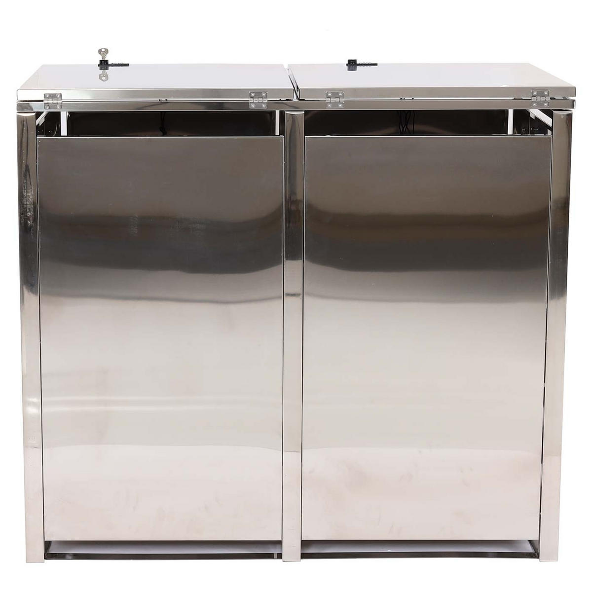 MÜLLTONNENBOX 2er 103x115x63cm erweiterbar Edelstahl 38kg - Silberfarben, Metall (115/103/63cm) - PROREGAL