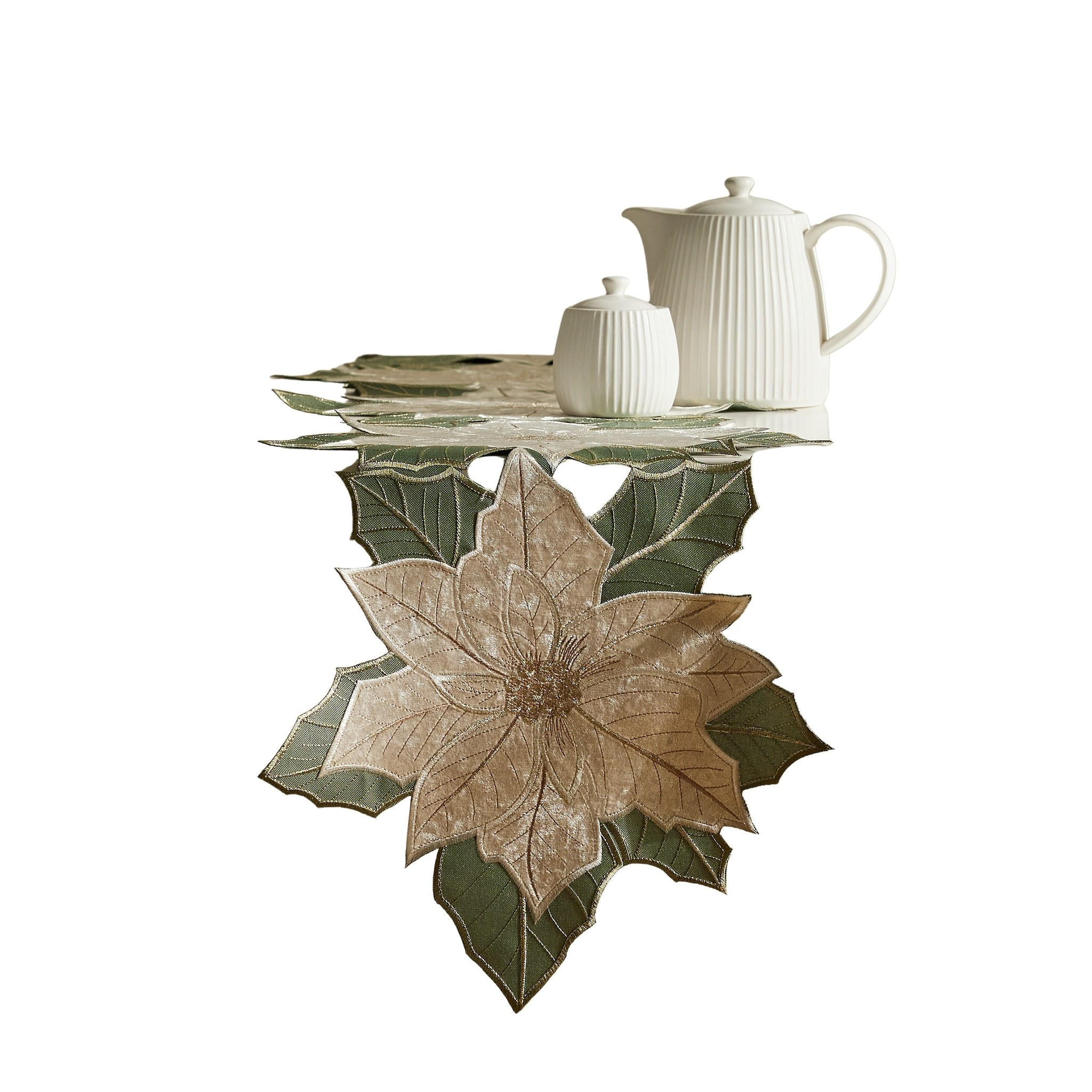 TISCHLÄUFER Bestickter POINSETTIA XMAS, 35x171 cm, Weiß, Weihnachten Deko Tischdecke, Christmas - Weiß, Kunststoff (171/35/1cm) - home&you