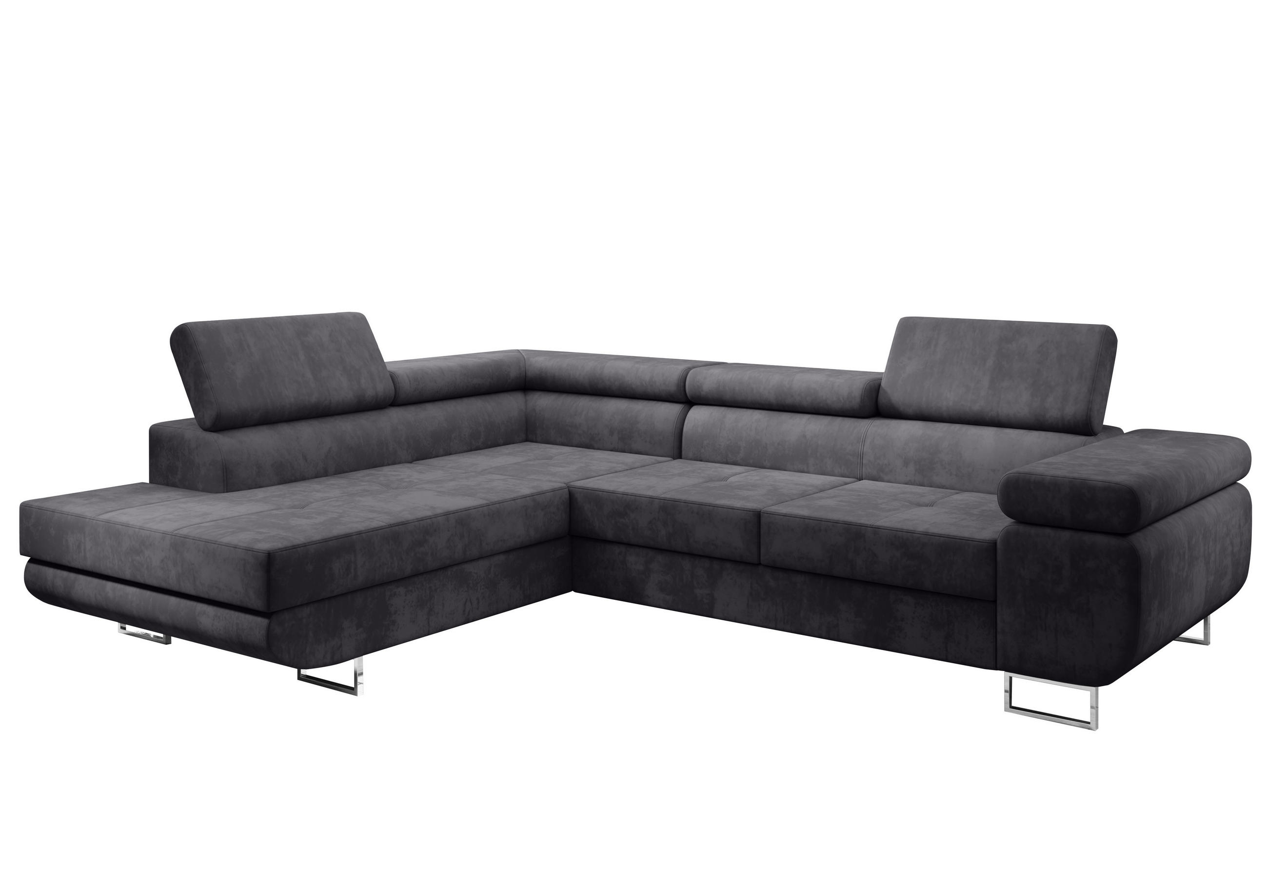 ECKSOFA L Form Kanya Hellgrau 275/202/90 cm – Sofa mit Bettfunktion & Stauraum L - Silberfarben/Grau, Textil/Metall (202/275cm) - AX Living