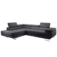 ECKSOFA L Form Kanya Hellgrau 275/202/90 cm – Sofa mit Bettfunktion & Stauraum L - Silberfarben/Grau, Textil/Metall (202/275cm) - AX Living
