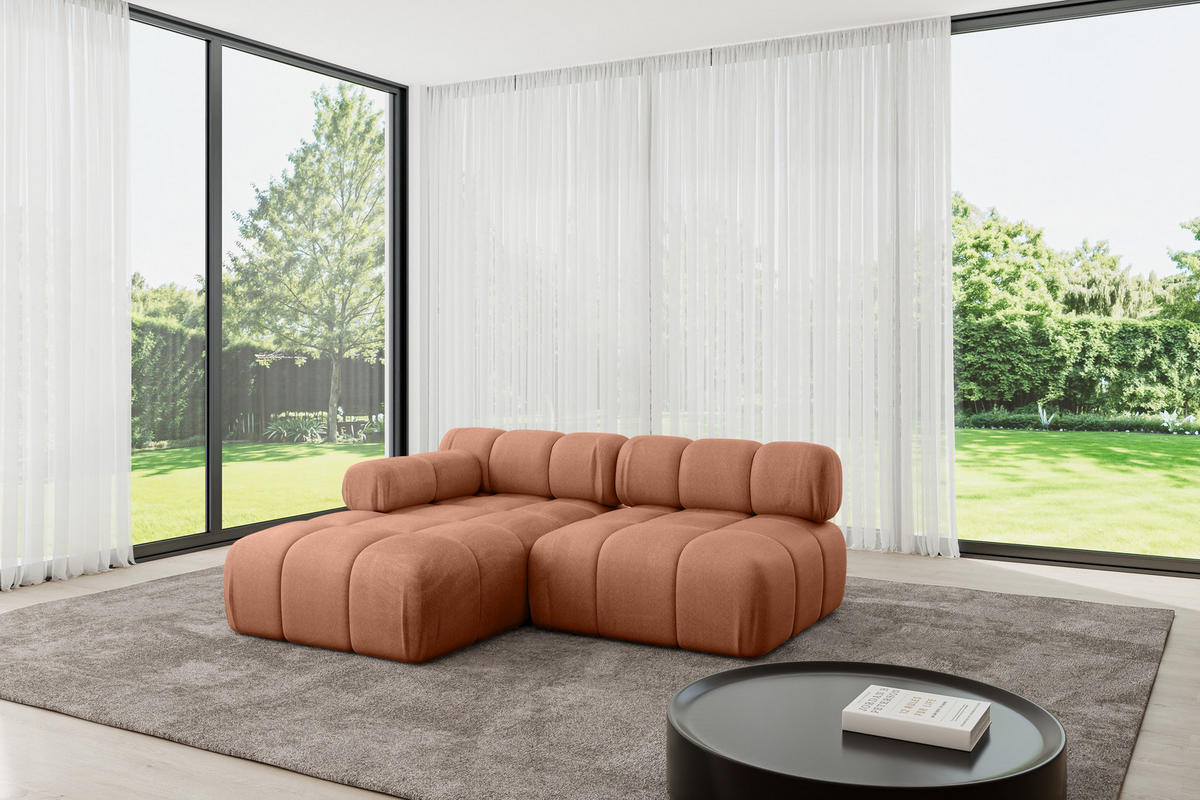 ECKSOFA modulares Sofa Razon-L1 - 190x160x70 cm Apricot Velours - Koralle, Holzwerkstoff/Textil (190/160cm) - ALTDECOR