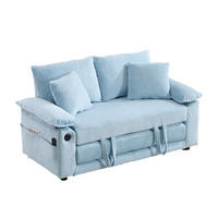 SCHLAFSOFA DE-34980 3-in-1 mit Ausziehbett Blau - Blau, Metall (66/80/135cm) - ComfortXL