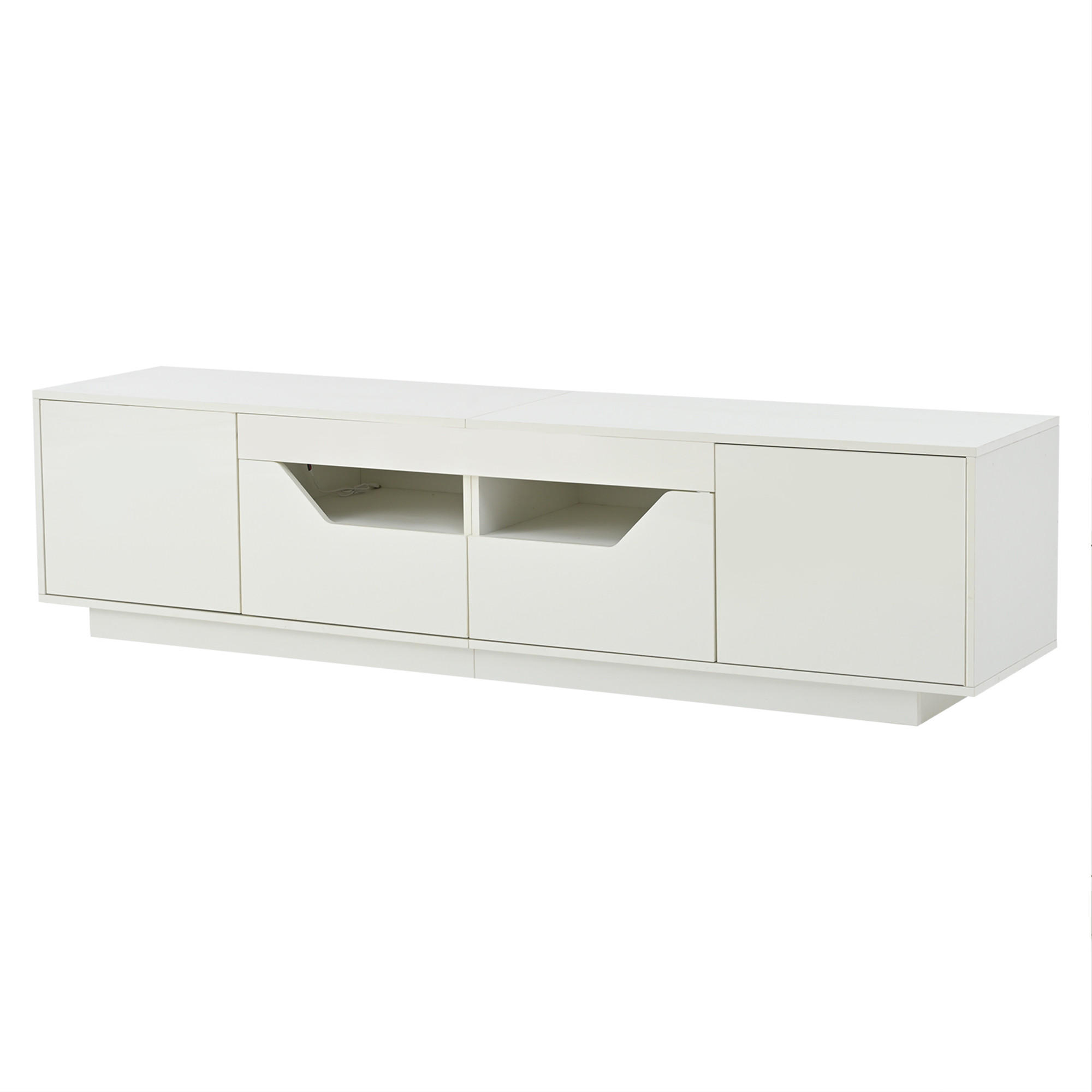 TV-ELEMENT180X40X45CM Weiß-Hochglanz LED-Beleuchtung für 75-Zoll-Fernseher - Weiß, Holz (48.79/26.19/65cm) - Raelunyi