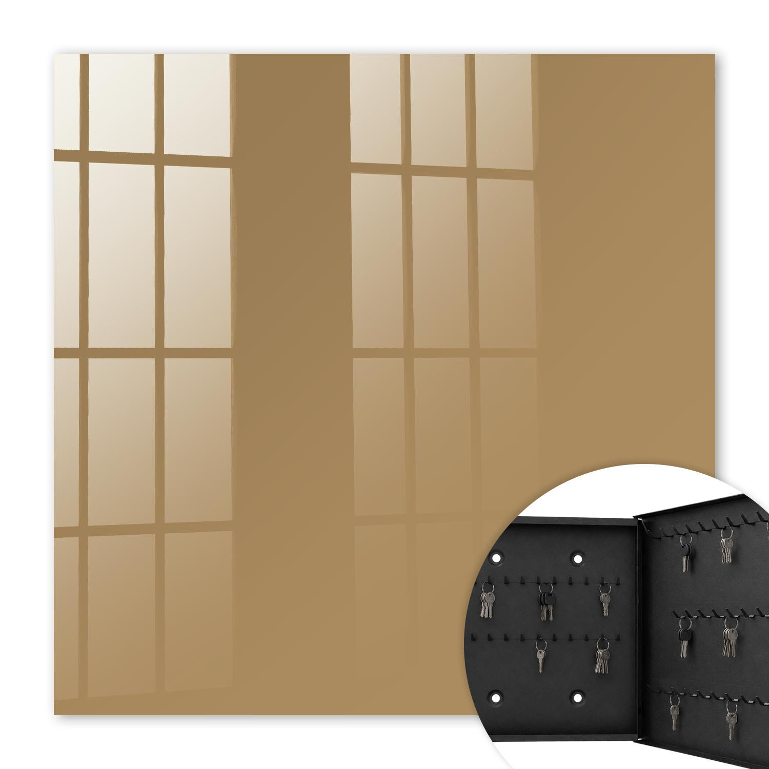SCHLÜSSELBOX Schwarz 30x30 cm- Türöffnung nach rechts - Braune Farbe - Braun, Metall (30/30/5cm) - TULUP