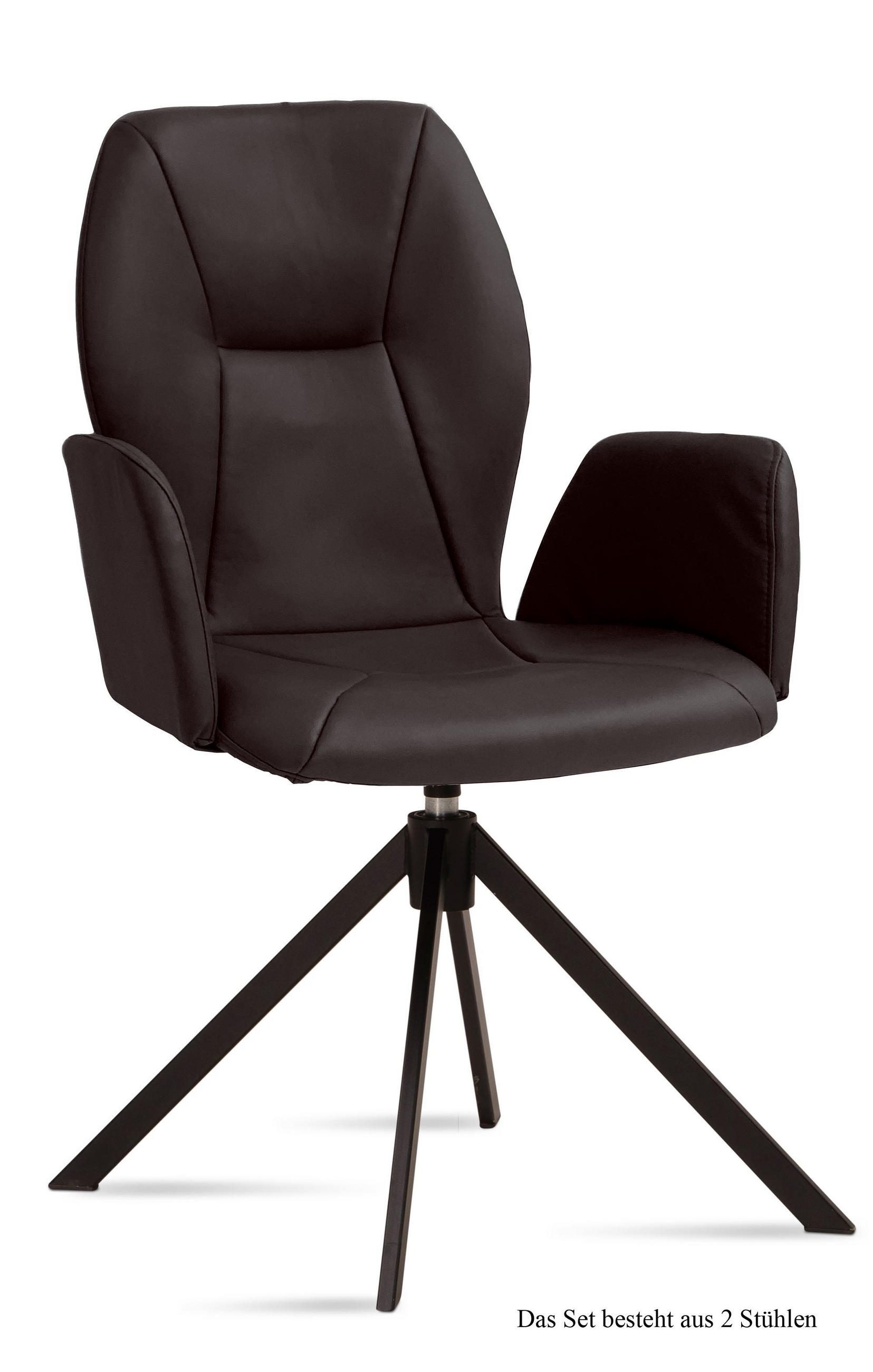 ARMLEHNSTUHL drehbar (2er-Set) Deonne 58x92x60 Schwarz/Espresso - Dunkelbraun/Schwarz, Kunststoff (60/92/58cm) - 58aufmkessel