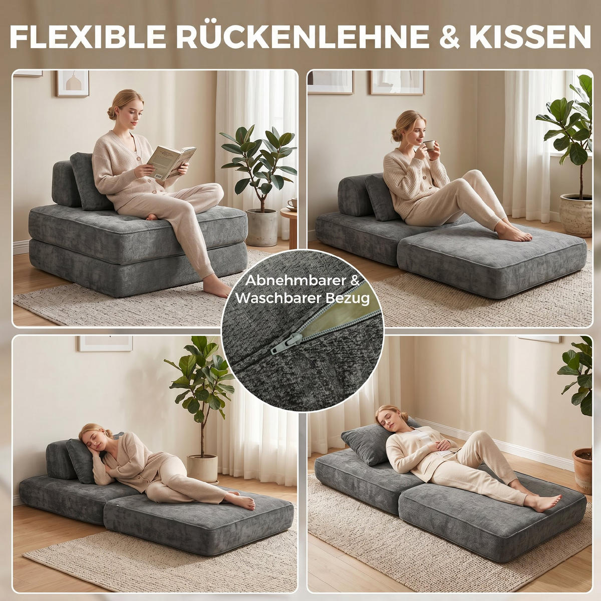 SOFA Grau 97.0/97.0/70.0cm - Grau, Textil (97/70/97cm)