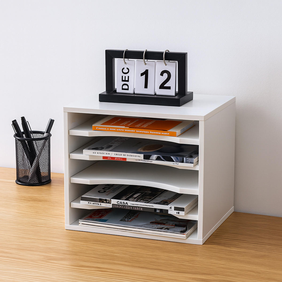 DOKUMENTENABLAGE - Weiß, Holzwerkstoff (25/35.5/33cm) - Relaxdays