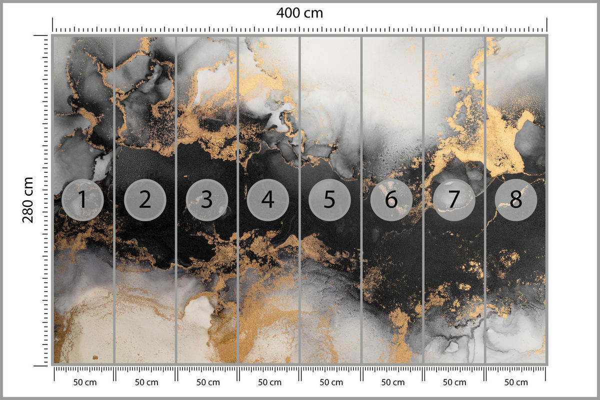 FOTOTAPETE für Wohnzimmer Marmor Klassisch Gold Akzente 400x280 - Gelb/Beige, Papier (400/280cm) - Muralo