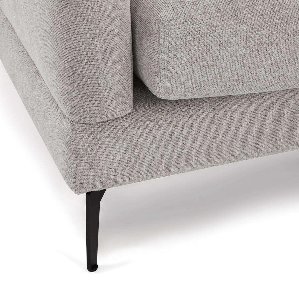 ECKSOFA Webstoff Grau - Schwarz/Grau, Textil/Metall (290/95cm) - Furnhouse