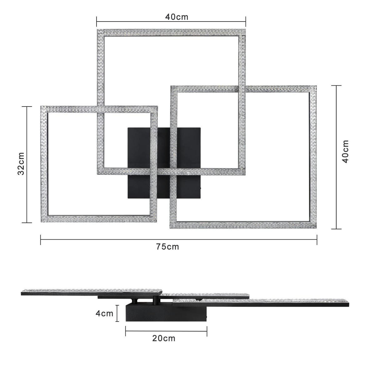 LED-DECKENLEUCHTE Lohnzahn 60.0/8.0/60 cm - Schwarz, Metall (60/60/8cm) - ZMH