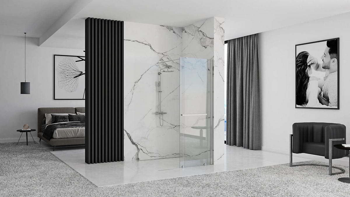 DUSCHWAND Rea Cortis 120 - Chromfarben, Glas (120.5/199.5cm) - REA