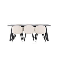 TISCHGRUPPE beige - Dunkelgrau, Holz (200/75/90cm) - ebuy24