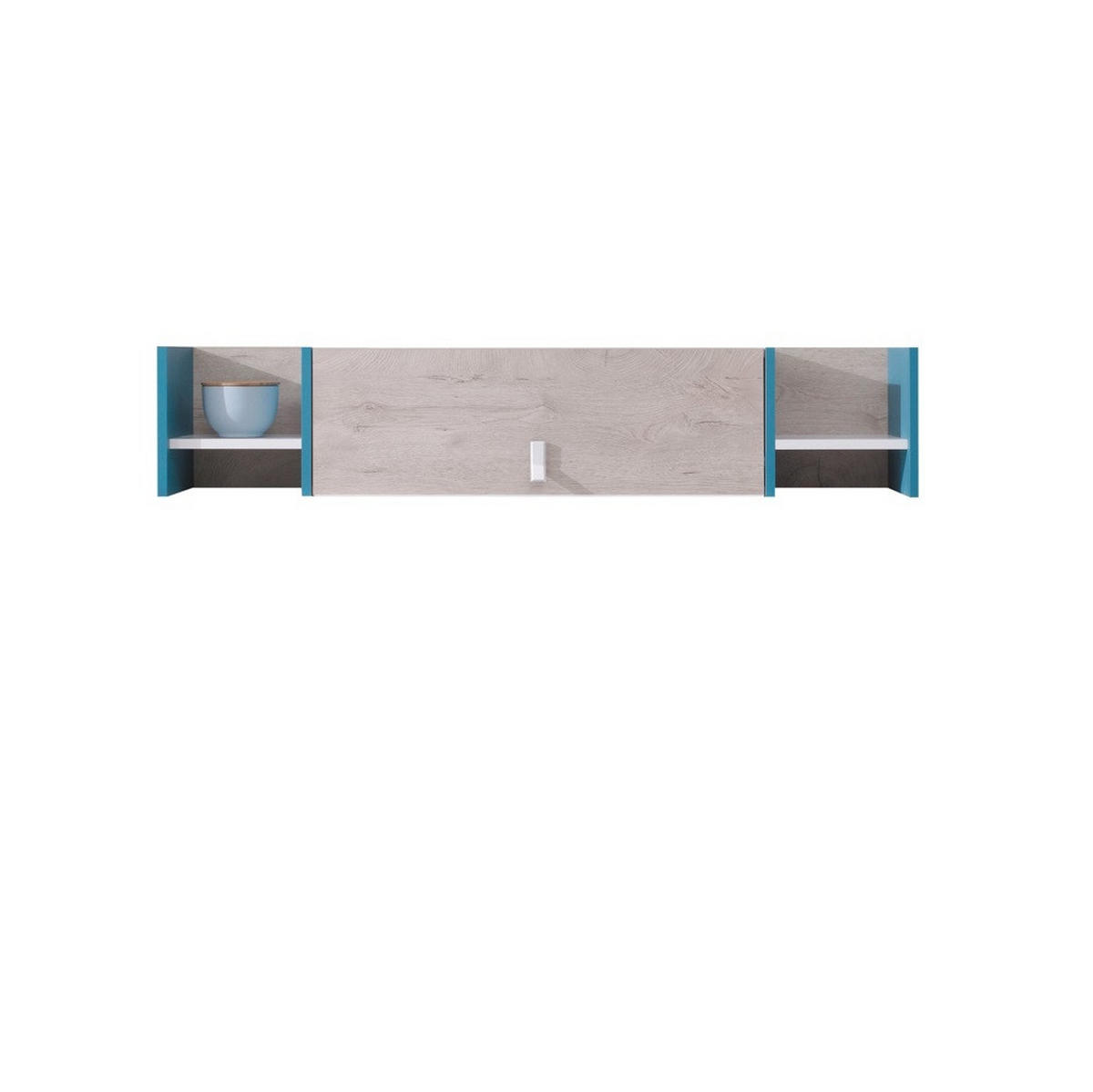 JUGENDZIMMER Space Set A mit Bett 90 x 200 - Weiß-Eiche-Türkis - Türkis/Eichefarben, Holzwerkstoff (90/190/90cm) - QMM TraumMöbel
