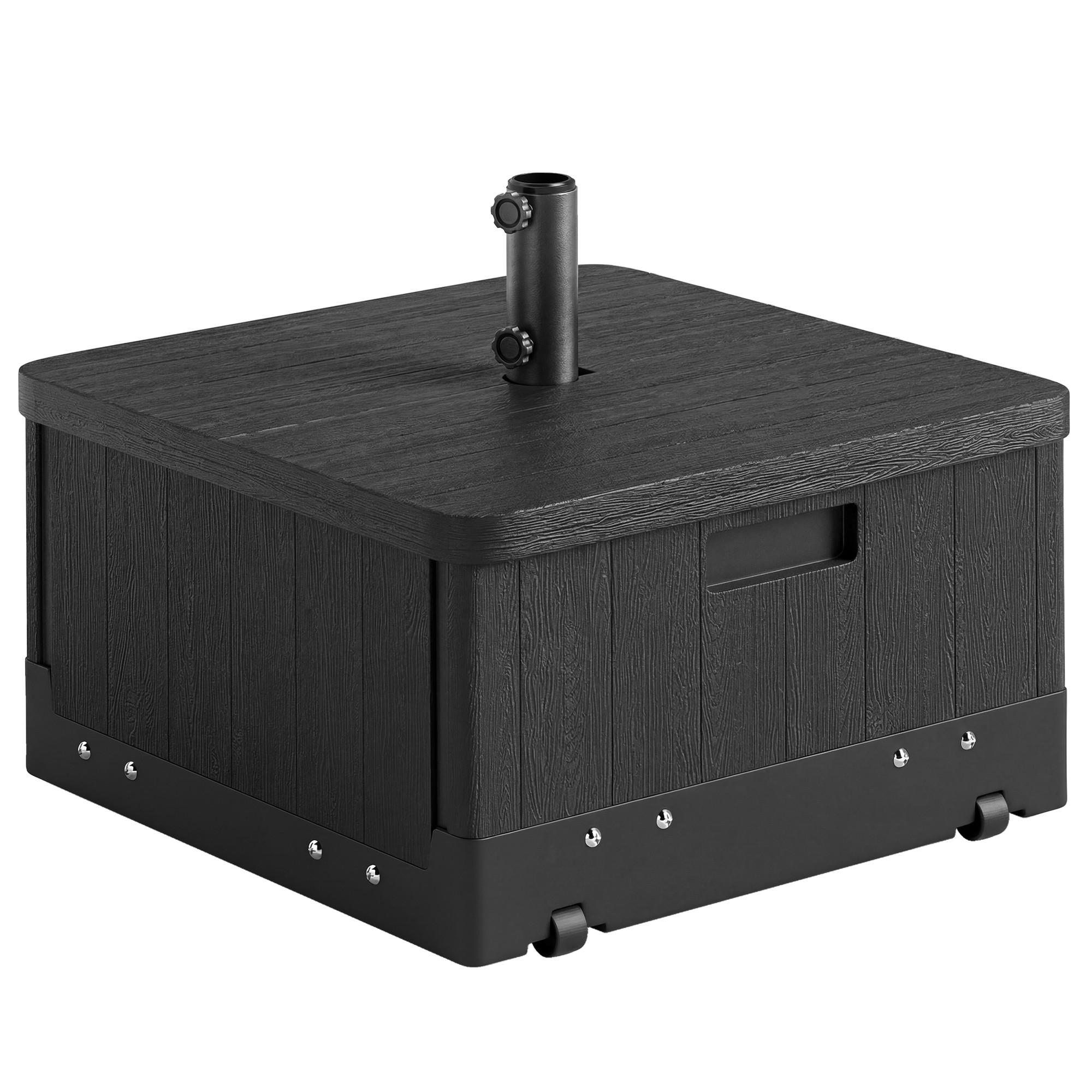 SONNENSCHIRMSTÄNDER mit Griff, Rollen, Hochbeet, bis 80 kg Sand befüllbar für Ø38/48 mm Schirmstangen Schwarz - Schwarz, Kunststoff (53/53cm) - Outsunny