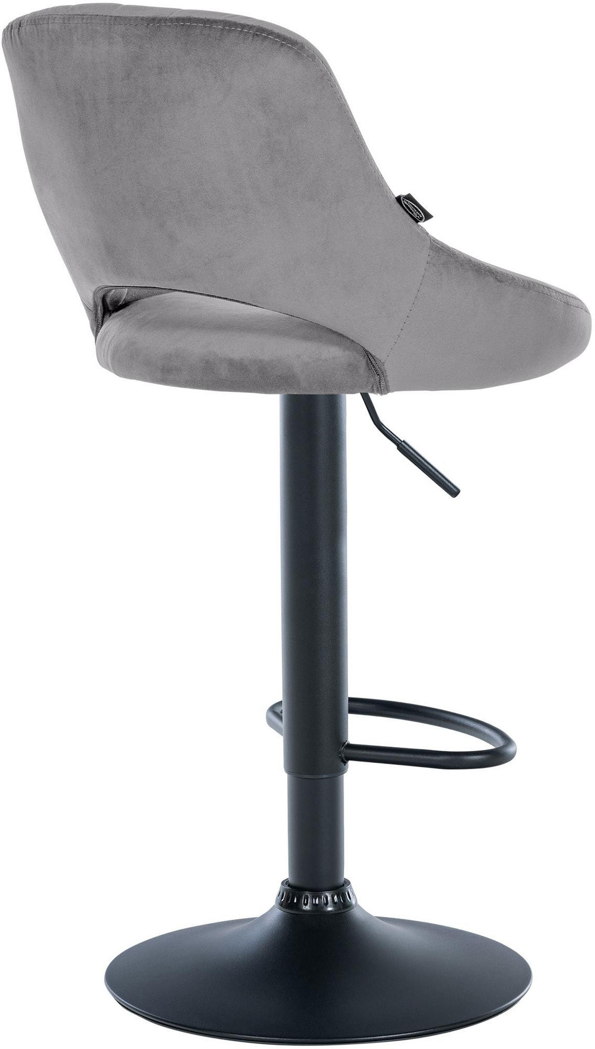 BARHOCKER Samt Dunkelgrau - Dunkelgrau/Schwarz, Textil/Metall (47/85/48cm) - CLP