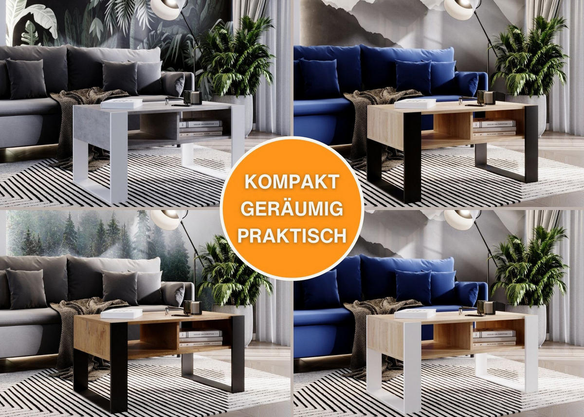 COUCHTISCH Kora92 92/45/53,6 - Weiß/Grau, Holzwerkstoff (54/92/45cm) - RAUMHIRSCH FURNITURE