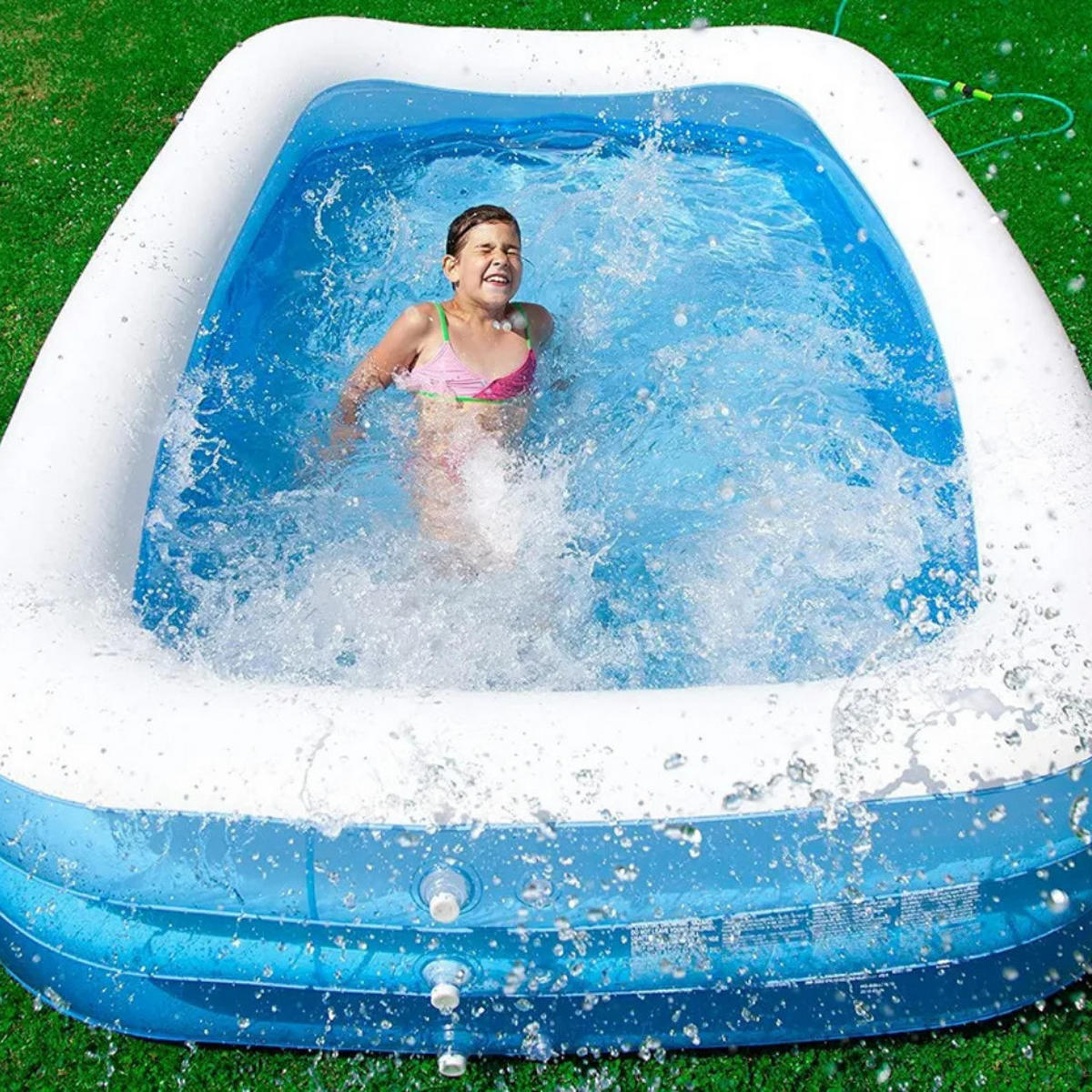 PLANSCHBECKEN Family Pool Blau 305 × 183 × 46 cm Aufblasbar - Blau/Weiß, Kunststoff (305/46/183cm) - Bestway