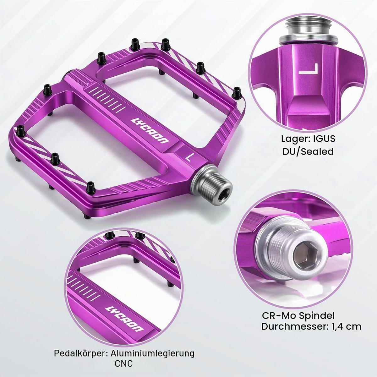 FAHRRADPEDALE Aluminiumlegierung Violett - Violett, Metall (1.1/1.5/11cm)
