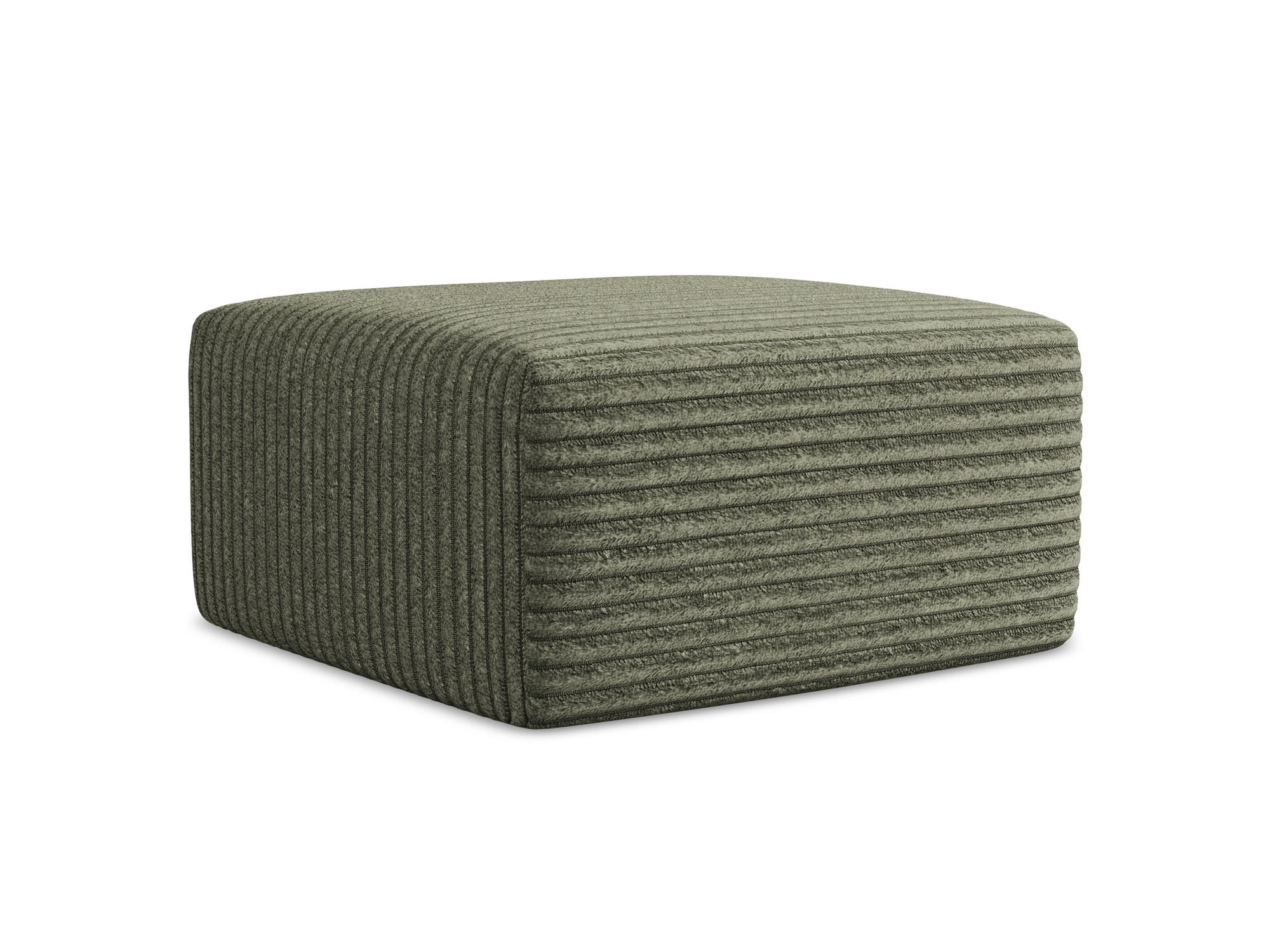 POUF Cord Grün - Schwarz/Olivgrün, Holzwerkstoff/Kunststoff (75/37/75cm) - Makamii