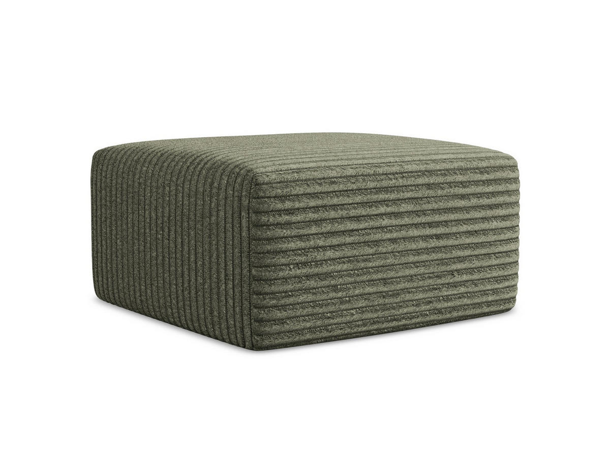 POUF Cord Grün - Schwarz/Olivgrün, Holzwerkstoff/Kunststoff (75/37/75cm) - Makamii