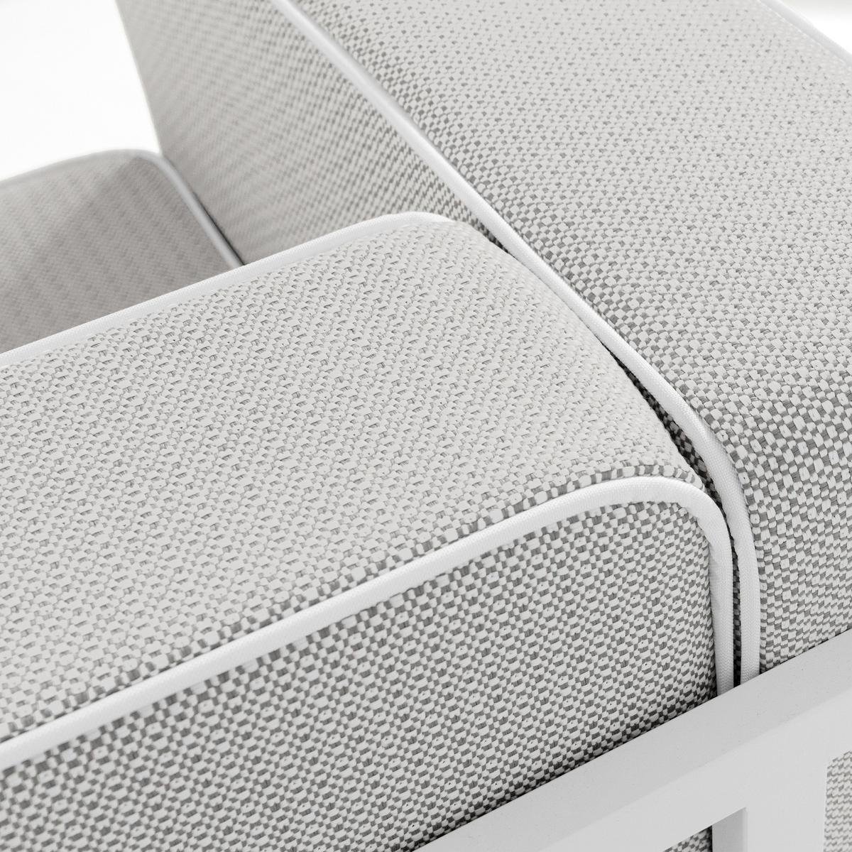 GARTENSOFA TRIGLO 2-Personen, Stahlrahmen, Modern, Weiß - Dunkelgrau/Weiß, Textil/Metall (164/70/69cm) - KONSIMO®