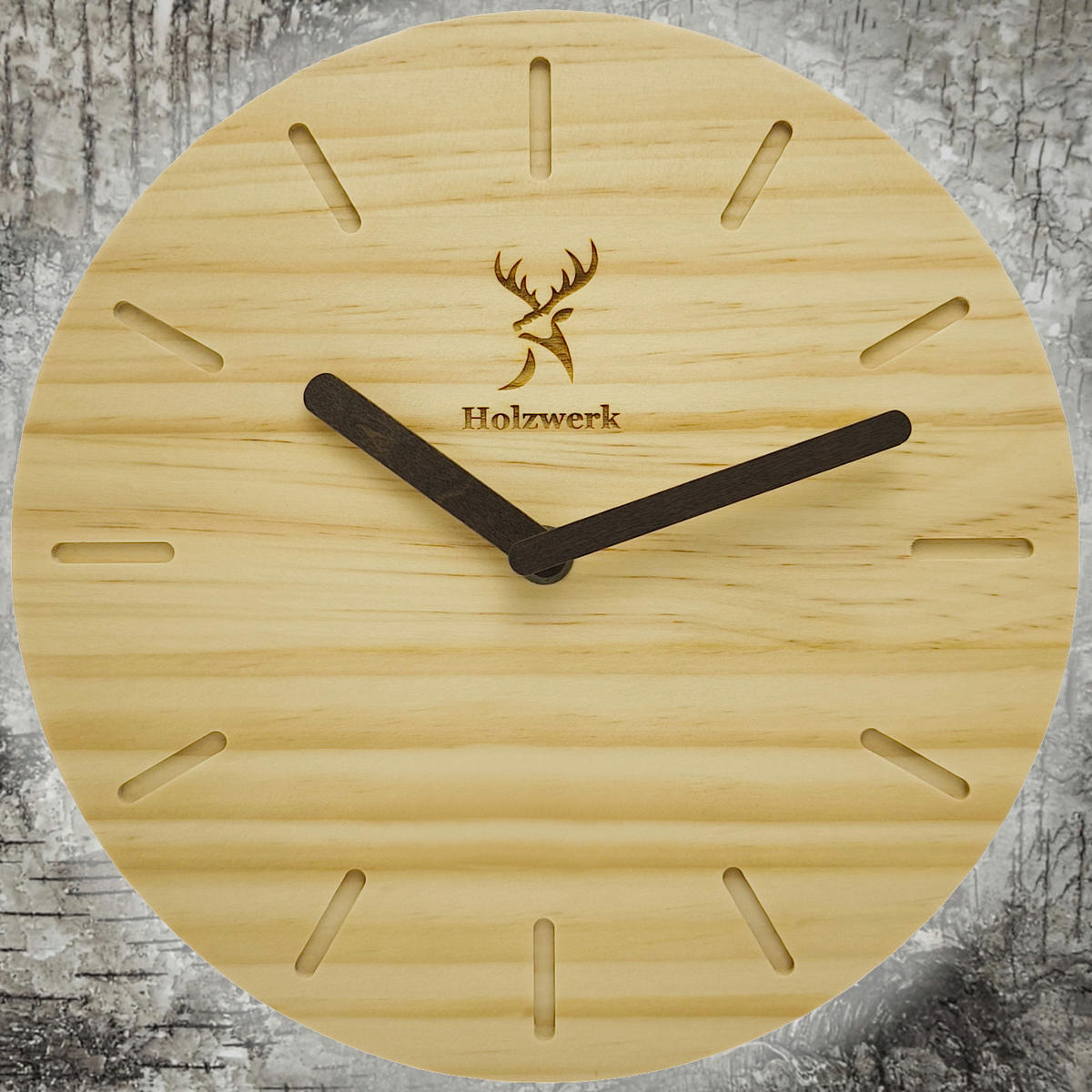 WANDUHR Holz Designer OLDENBURG Loft Wand Uhr, beige - Beige/Braun, Holz (25/25/2.2cm) - Holzwerk