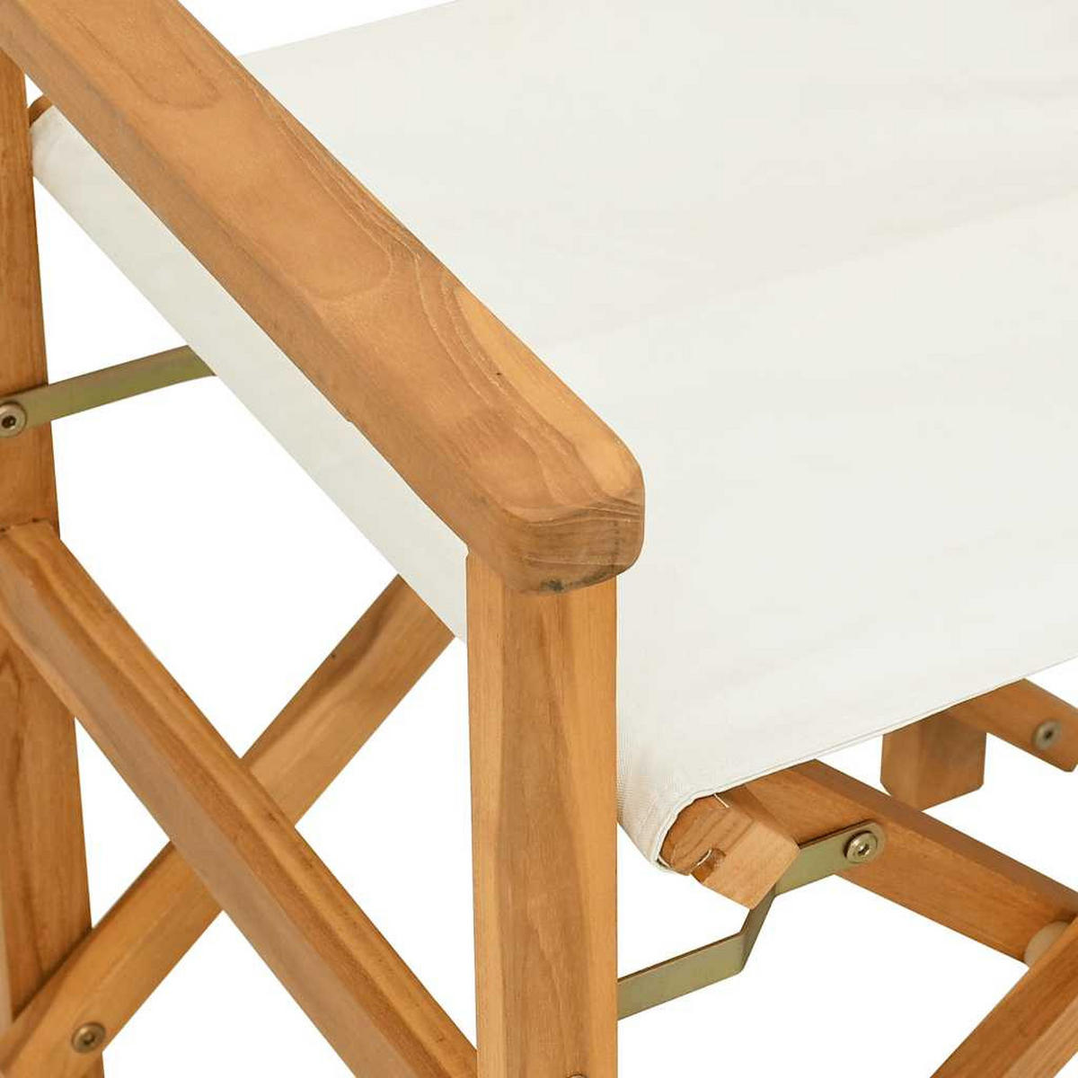 REGIESTUHL Klappbar Creme Massivholz Teak - Creme, Holz (55/85/54cm) - vidaXL