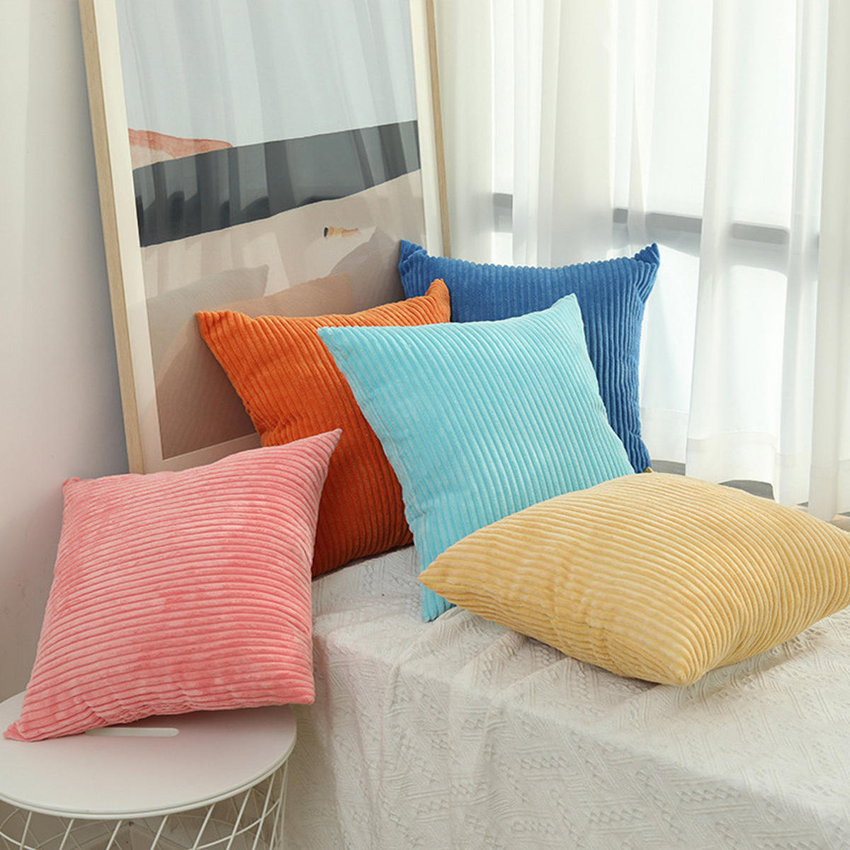 KISSENHÜLLE Plüsch hellblau 45*45cm - Hellblau, Textil (45/45cm) - Kaket