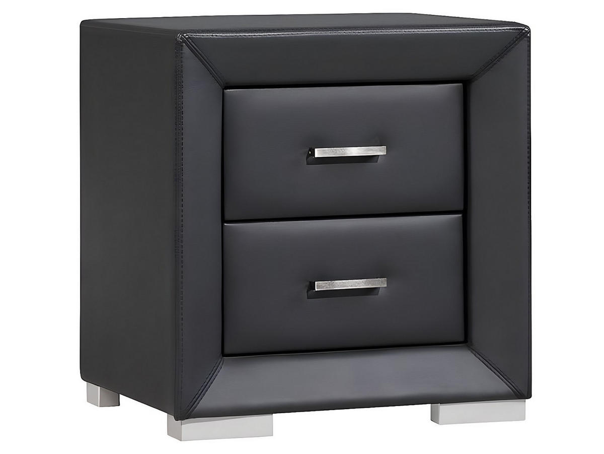 2ER-SET Nachttische mit 2 Schubladen - Kunstleder - Schwarz - CAPITOLE - Schwarz, Leder (51.5/54.5/43cm) - Vente-Unique