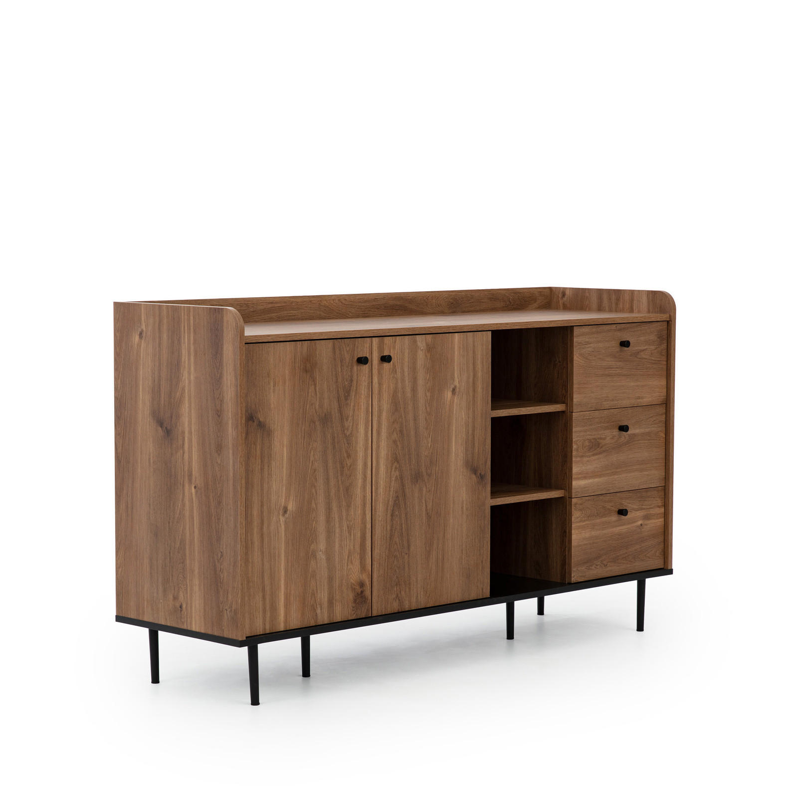 SIDEBOARD Nero 150/45/90 mit Metallfüße - Hellbraun/Schwarz, Holzwerkstoff/Metall (150/90/45cm) - Ravio