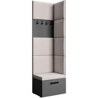 GARDEROBE Margaret V 81/203/43 mit gepolsterten Paneelen - Beige/Schwarz, Holzwerkstoff/Kunststoff (60/206.5/42cm) - Beautysofa