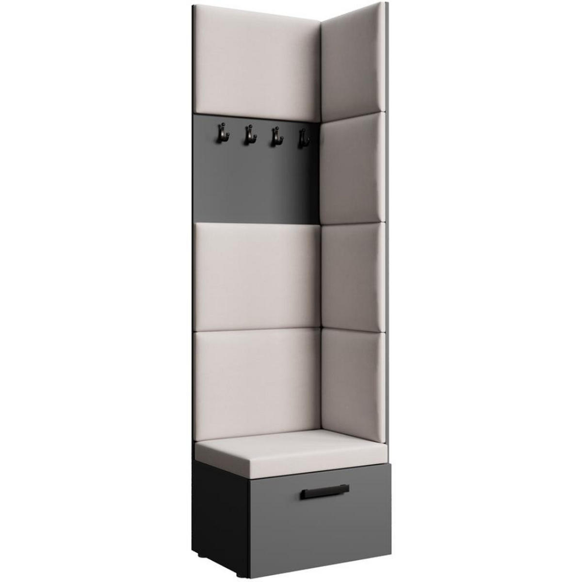 GARDEROBE Margaret V 81/203/43 mit gepolsterten Paneelen - Beige/Schwarz, Holzwerkstoff/Kunststoff (60/206.5/42cm) - Beautysofa