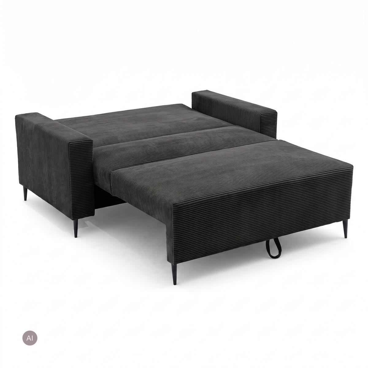 3-SITZER-SOFA EDEL mit Schlaffunktion und Bettkasten, Cordstoff Schwarz - Schwarz, Holz/Textil (165/94/100cm) - NACANAPA