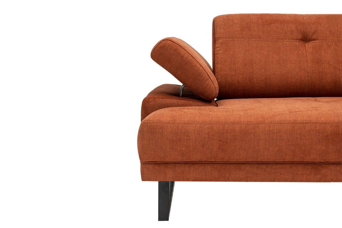 ECKSOFA mit verstellbarer Rückenlehne - Anthrazit/Schwarz, Textil/Metall (174/314cm) - myHomelando