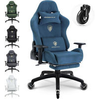 GAMING-STUHL Mikrofaser-Velours Verstellbarer Bürostuhl mit Fußstütze - Blau, Leder (70/128/70cm)