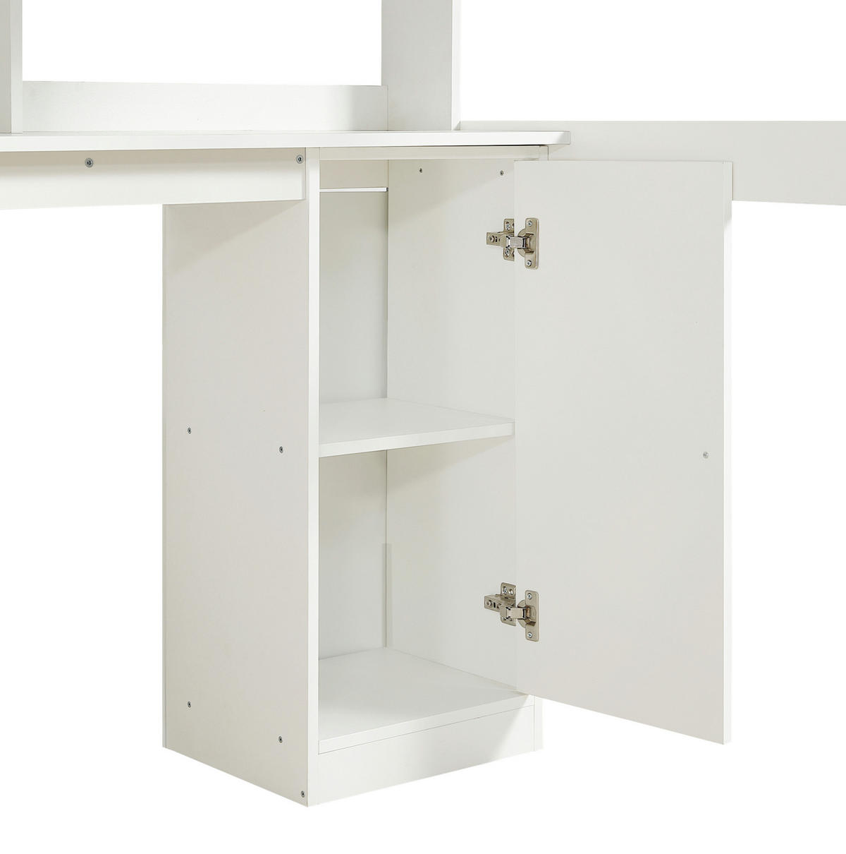 HOCHBETT aus Massivholz und MDF 90x200 cm in Weiß/Grau mit Schreibtisch - Weiß, Holz (90/200cm) - Modfu