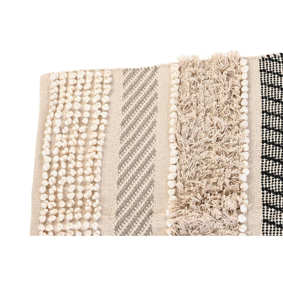 TEPPICH 180 x 120 x 1 cm Schwarz Beige Baumwolle Boho - Multicolor, Naturmaterialien (120/180cm) - DKD Home Decor