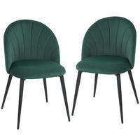 ESSZIMMERSTÜHLE DE-06925 2er-Set mit Samtoptik und gebogener Rückenlehne Dunkelgrün - Dunkelgrün, Textil/Metall (52/79/55cm) - ComfortXL