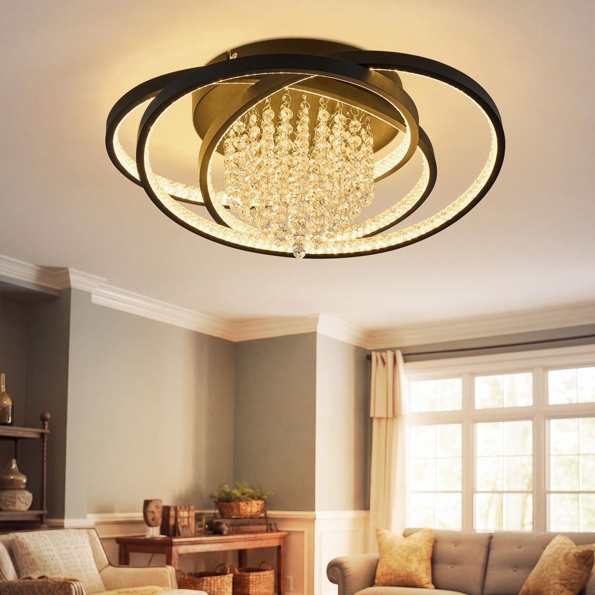 LED DECKENLEUCHTE Mivoris 48/25/20 cm - Schwarz, Metall (48/25/20cm)