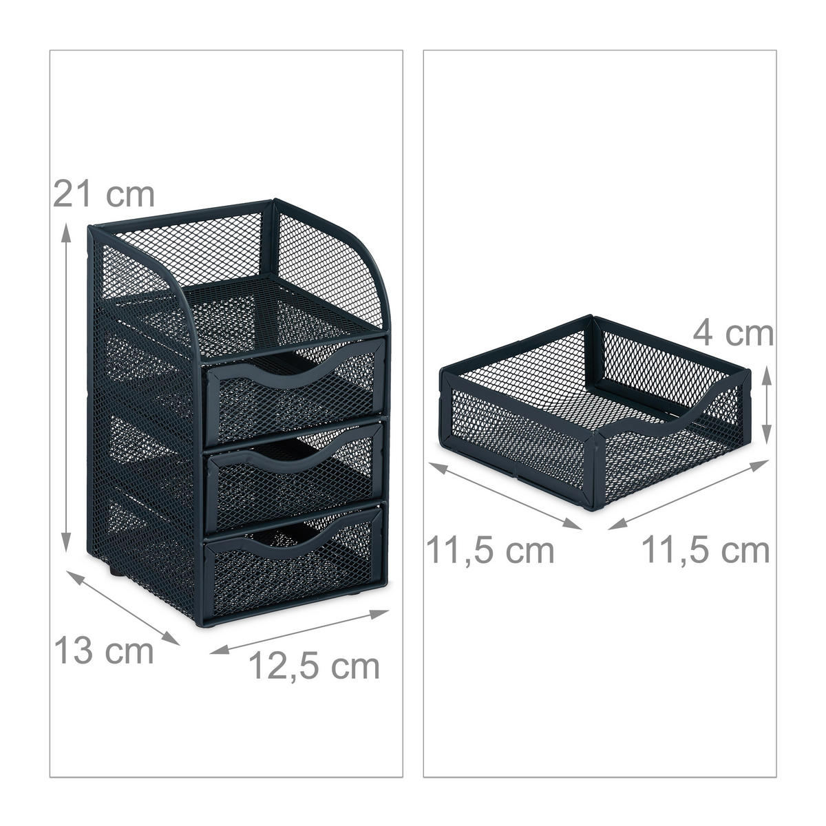 Anthrazit, Metall (13/12.5/21cm) - Relaxdays