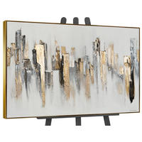 GEMÄLDE Stadtrhythmen Schattenfugenrahmen Gold 120x80 cm - Goldfarben, Holz (120/80cm) - YS-art gallery
