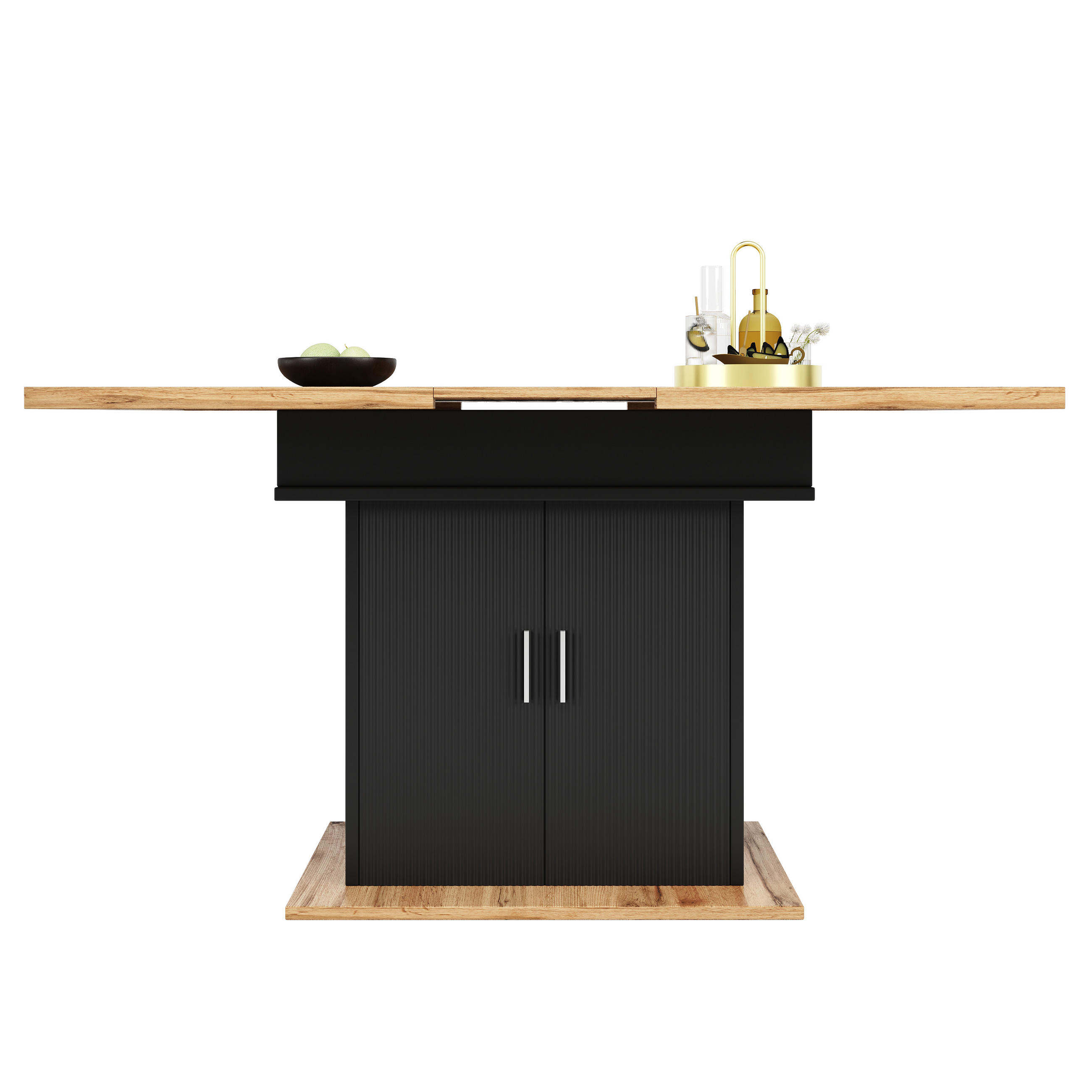 AUSZIEHTISCH Natur/Schwarz 110-140/70/76 cm - Schwarz, Holz (70/140/76cm) - PANGIVO