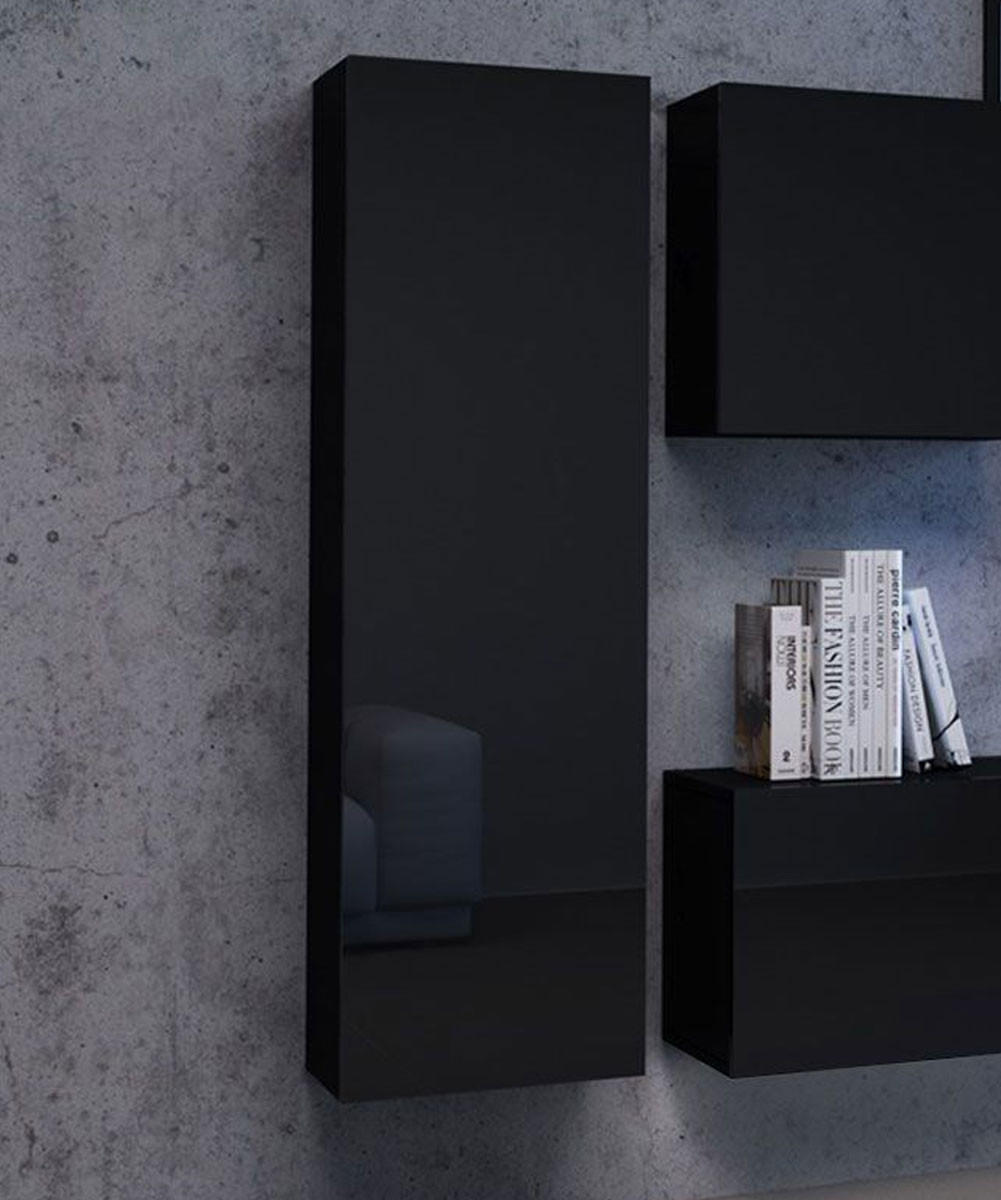 HÄNGESCHRANK Vivio schwarz Hochglanz 40 / 30 / 140cm - Schwarz Hochglanz/Schwarz, Holz/Holzwerkstoff (40/140/30cm) - Feldmann-Wohnen